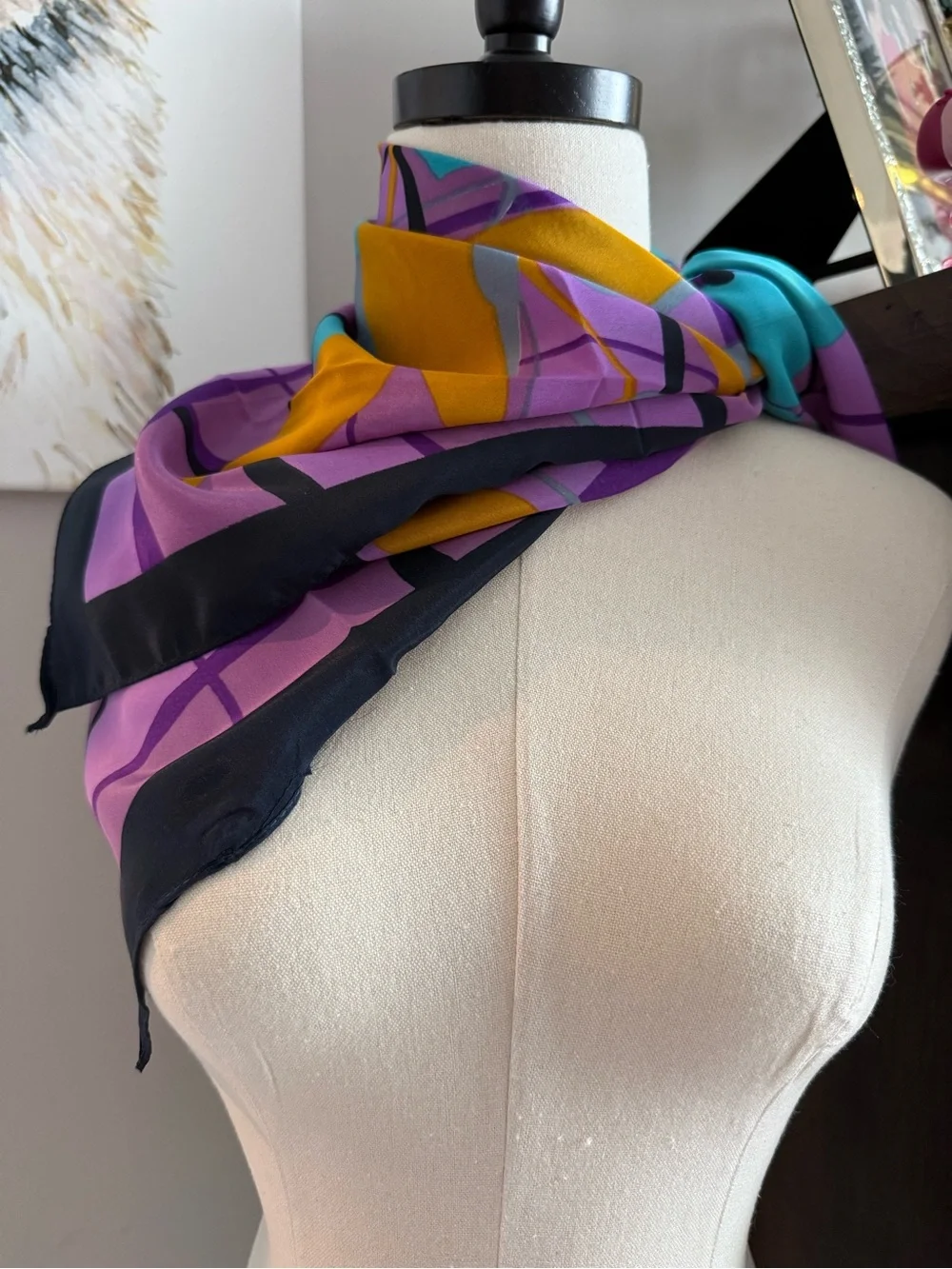 Raj Silk Square Floral Scarf NWT